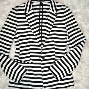 Womens black and white office blazer size small with gold buttons, Brand express